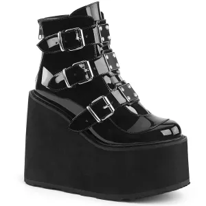 SWING-105 DemoniaCult Black Patent Sexy Women's Ankle Boots (Alternative Footwear)