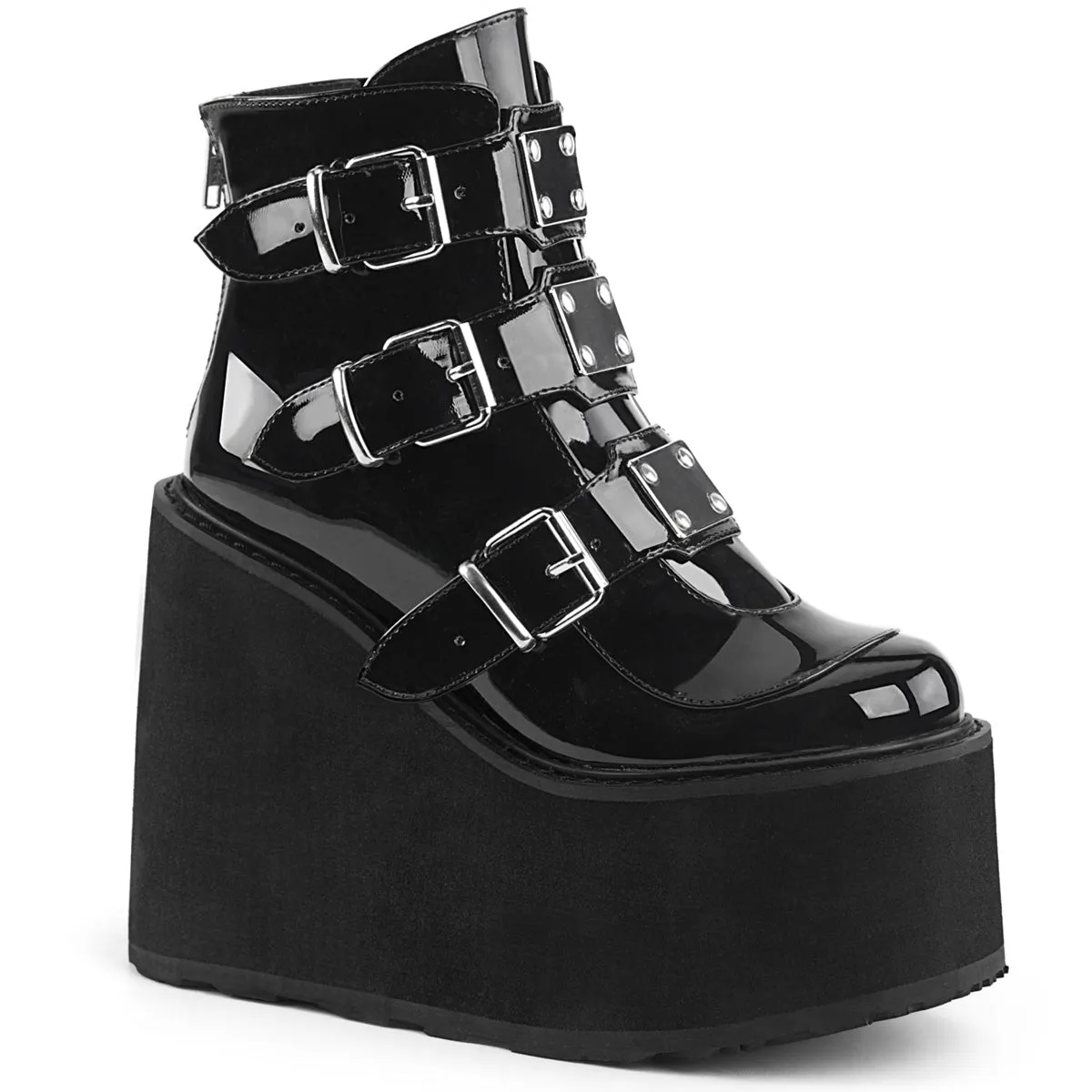 SWING-105 DemoniaCult Black Patent Sexy Women's Ankle Boots (Alternative Footwear)