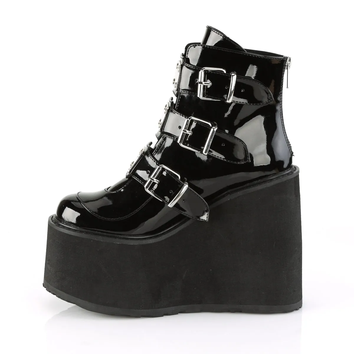 SWING-105 DemoniaCult Black Patent Sexy Women's Ankle Boots (Alternative Footwear)