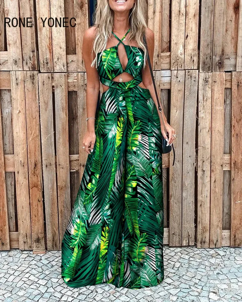 Tropical Goddess Wide-Leg Jumpsuit