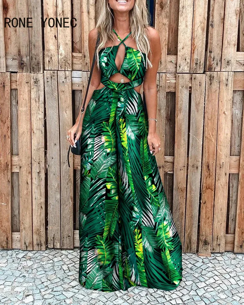 Tropical Goddess Wide-Leg Jumpsuit
