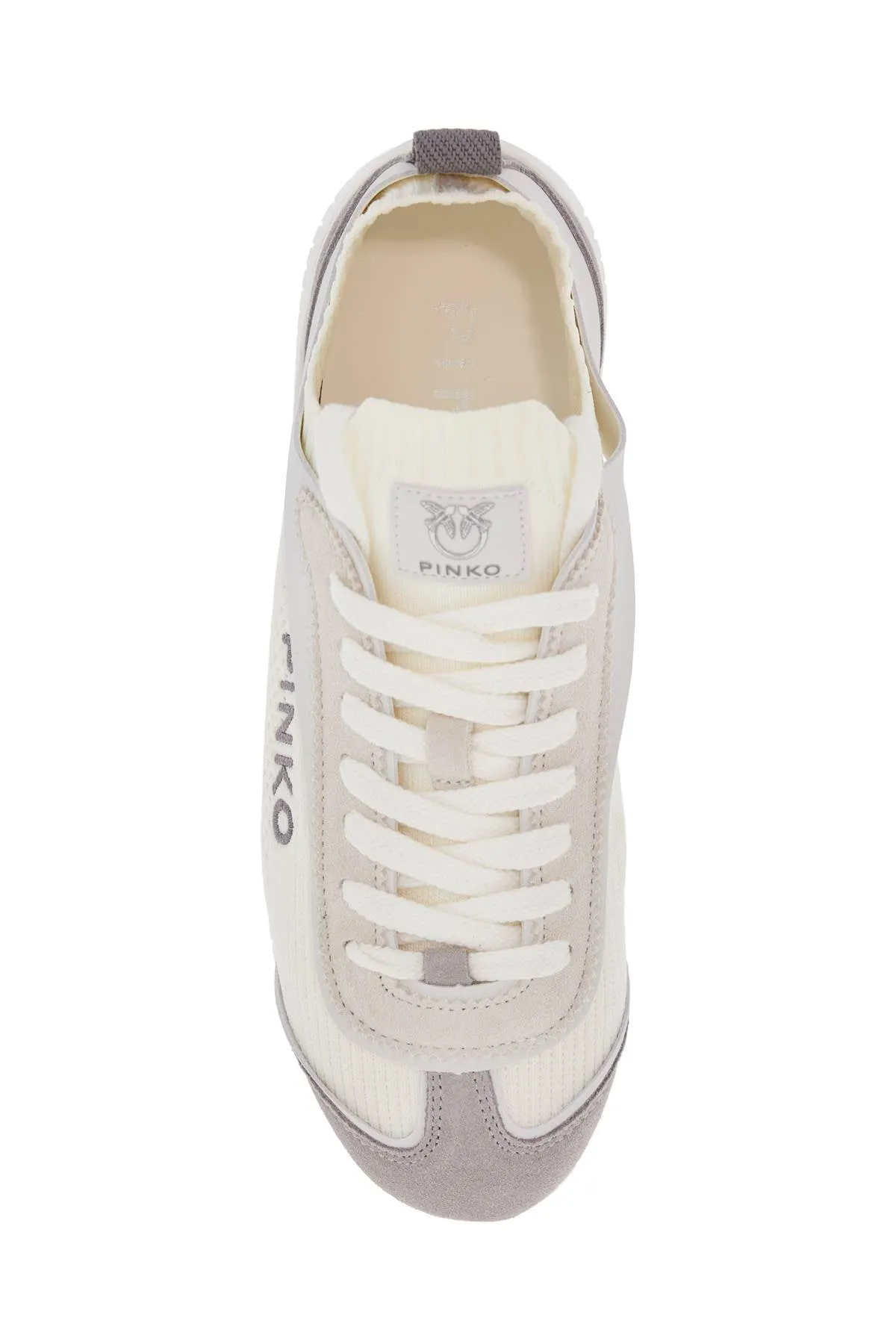 white latte knit fabric sneakers with light gray details SS0061 T025 MILK