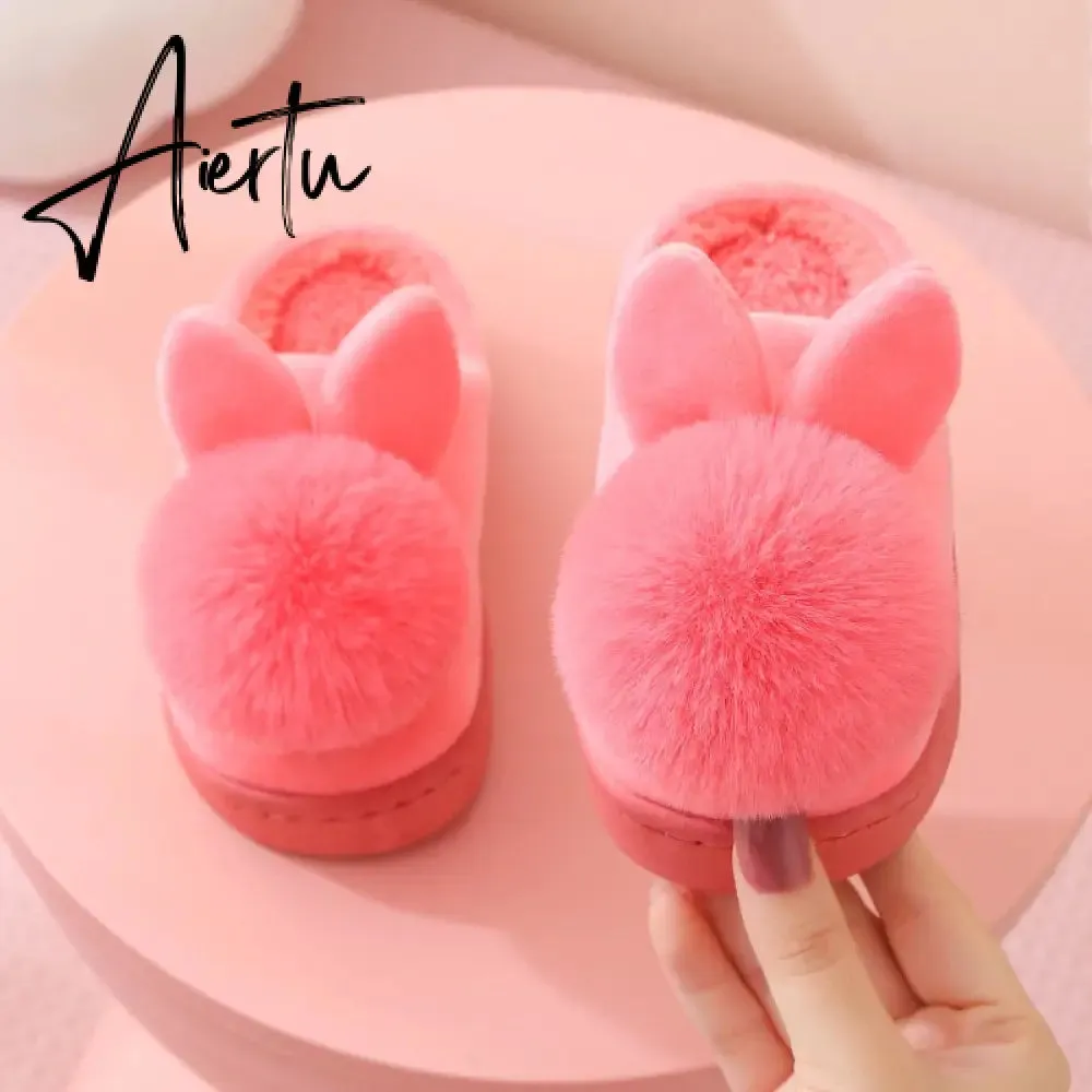 Winter Kids Slippers for Girls Indoor Toddler Boys Furry Fur Slides Home Baby Shoes Warm Anti-slip Children's Slipper  CSH959