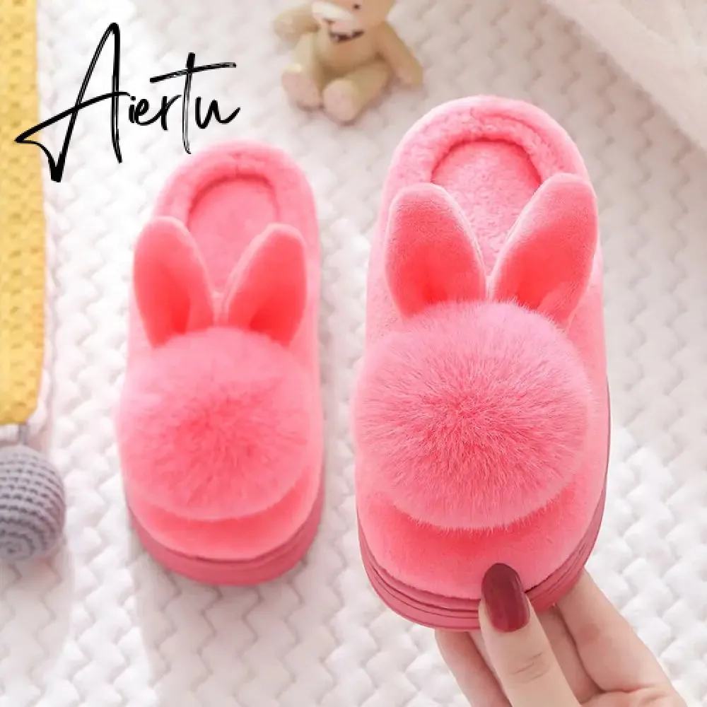 Winter Kids Slippers for Girls Indoor Toddler Boys Furry Fur Slides Home Baby Shoes Warm Anti-slip Children's Slipper  CSH959