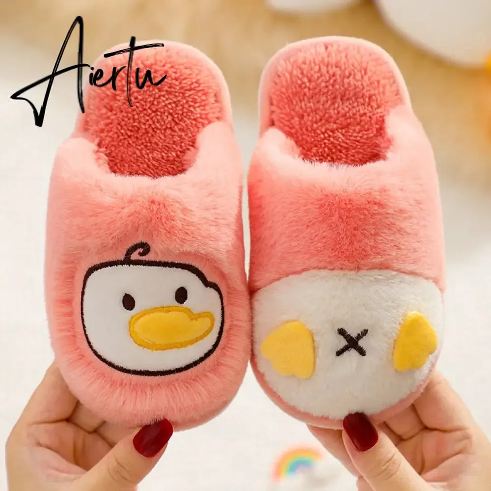 Winter Kids Slippers for Girls Indoor Toddler Boys Furry Fur Slides Home Baby Shoes Warm Anti-slip Children's Slipper  CSH959
