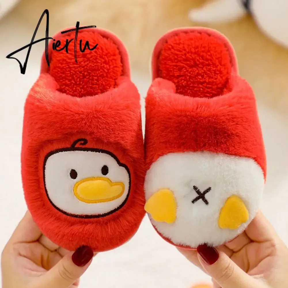 Winter Kids Slippers for Girls Indoor Toddler Boys Furry Fur Slides Home Baby Shoes Warm Anti-slip Children's Slipper  CSH959