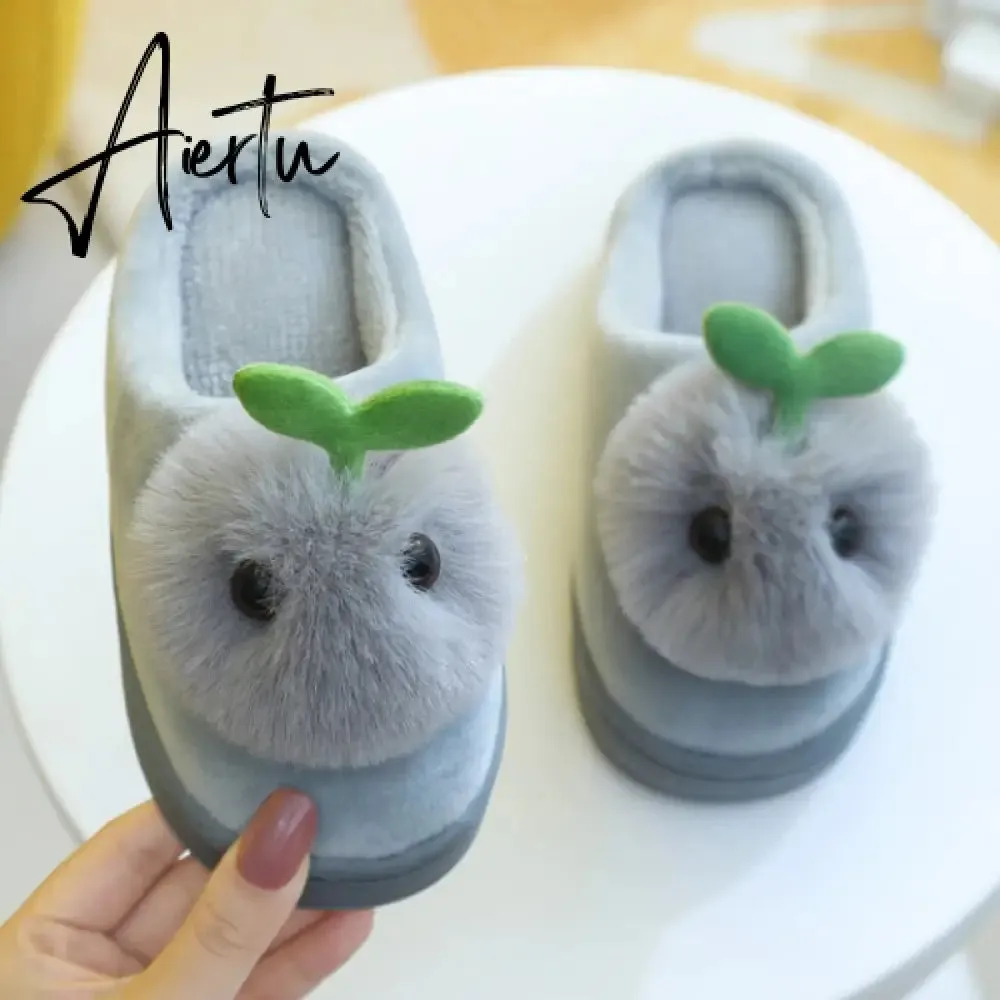 Winter Kids Slippers for Girls Indoor Toddler Boys Furry Fur Slides Home Baby Shoes Warm Anti-slip Children's Slipper  CSH959