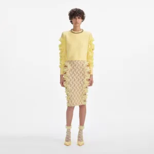 Yellow Cut Out Lace Detail Jumper